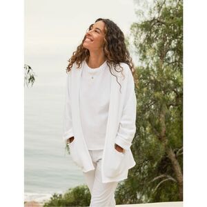 Frank & Eileen Barbara Beach White Triple Fleece Open Cardigan Sweater SZ Large